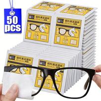 200/100Pcs Glasses Cleaner Wet Wipe Disposable Anti Fog Misting Dust Remover Cleaning Lens Wipes Sunglasses Phone Screen 50pcs yellow