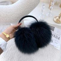 Winter Women Warm Real Fox Fur Earmuffs Girl's Earlap Ultra Large Ladies Plush Earmuff Luxury Ladies Fox Fur Earmuffs juoda