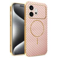 For Honor 600 600 Pro electroplated carbon fiber magnetic fingerprint-resistant shockproof phone case Honor 600 Global rožinė