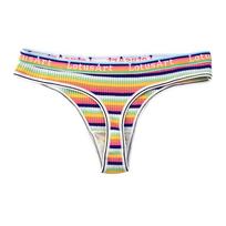 Retro Striped Low Waist Cotton Thong Cute Girl Sexy Underwear M3545KG geltona