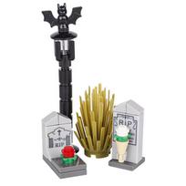 Halloween Decorative MOC Building Blocks Pumpkin Carriage Tombstone Skeleton Flame Horse Accessories Elf House Bricks Toys Gifts black