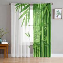 Žalios bambuko miško permatomos užuolaidos miegamajam svetainei Tiulio užuolaidos virtuvės langui Voile užuolaidos 135W x 160H(cm)x2