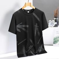 Men's Summer Breathable Lightweight Fashion Short Sleeve T-Shirt with Abstract Print XXXXXL gray