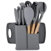 19 dalių silikoninių virtuvės įrankių rinkinys su nelimpančiais menteliais, karščiui atspariais įrankiais, PP rankenomis, 6 spalvų 19 pcs set 1300g