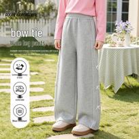 Marc Fairly Girls' Bowknot Wide-Leg Pants 120 gray