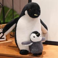 Simulation mother and child penguin doll plush toy aquarium little penguin doll children soothing doll 50cm black