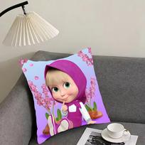 Cartoon M-Masha And The B-Bears Cushion Cover Reversible Plush Pillow Cover – For car, sofa, bedroom, perfect as a gift. 20x20Inch