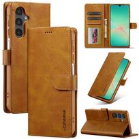 LC.IMEEKE Piniginės dėklas Samsung Galaxy A17 A16 A15 A14 A13 A12 A33 A53 A34 A55 A56 A37 A57, magnetinis atverčiamas, PU odos, su kortelių laikikliu For Samsung Galaxy A72 5G geltona