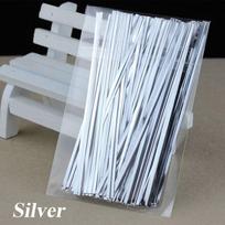 800PCS Ligation Baking Steel Metallic Wire Pack Sealing Cellophane Bag Twist Ties sidabras