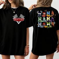 Summer Lightning Mcqueen Dada and Mama Printed TShirt Oversized Tshirts Doublesided Print Tee for Unisex Women Clothing 4XL brown