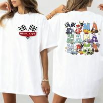 Summer Lightning Mcqueen Dada and Mama Printed TShirt Oversized Tshirts Doublesided Print Tee for Unisex Women Clothing 4XL gray