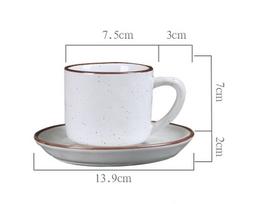 Retro Coarse Pottery Mug Creative Coffee Cups Saucer Set Restaurant Office Home Exquisite Afternoon Latte Ceramics Tea Cups Gift 101-200ml white