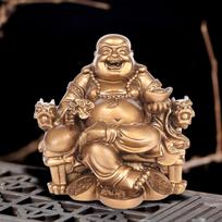 Chinese Style Buddha Statues, Sculpture Miniature Figurine Good Luck for Shelf Office Table Decor bronza
