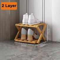 Bamboo Collapsible Shoe Rack With Multilayer Storage For Entryway And Closet Use chaki