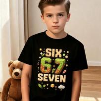 Game Retro Pixel Number 67 Graphic Boys Short Sleeve T Shirt Soft Light Gaming Casual Kids Daily Birthday Party Wear Top 100 black