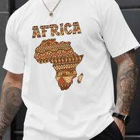 Men Africa Graphic T-Shirt Vibrant African Map Design Soft Comfortable Short Sleeve Tee Casual Summer Clothing S brown