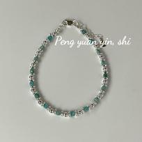 SuChuang S925 Sterling Silver Green Amazonite Beaded Bracelet: Elegant Natural Stone Hand Chain for Women. 925 Silver sidabras