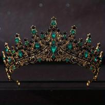 Barokinės krištolinės tiaros ir karūnos moterims, nuotakai, kalnų krištolo vestuvių tiara, vestuvių plaukų aksesuarai, papuošalų karūna, tiara black