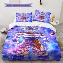 Dragon Ball Super Pattern Bedding Quilt Set Quilt Cover Pillowcase Home Birthday Gift(1 * duvet cover + 2 * pillowcase, without core) 135x200cm blue
