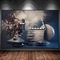 Retro Filmo Projektorius Drobės Paveikslai Juodos Plėvelės Kreidinė Lenta Paveikslai Meno Kūrinys Klasikiniai Senamadiški Plakatai Svetainės Dekoravimas 40cm×50cm NoFrame