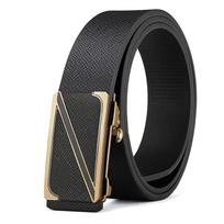 Men's Belt Genuine Leather Toothless Automatic Buckle Leather Trousers Belt Business Casual Young and Middle Aged Trousers Belt Men 125cm black