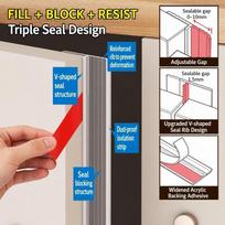 Self Adhesive Cabinet Door Seal Strip Waterproof Strong Rebound Wardrobe Gap Seal Dustproof Practical Door Gap Filler 2.5m black
