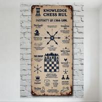 Vintage Knowledge Chess Rules Metal Tin Sign - Historical Chess Pieces Diagram Wall Plaque for Man Cave Bar Home Decor 30x40cm(11.8x15.7inch) gray