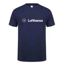 Lufthansa marškinėliai vasaros vyrams vėsūs medvilniniai trumpomis rankovėmis Lufthansa oro linijų marškinėliai unisex dovanų viršūnės Tee LH-478 M gray