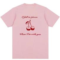 Lana Del Rey Cherry Y2k Vintage T-shirt Men's Plus Size Unisex Women's Graphic T-shirt Street Apparel Harajuku Men's Top XL pink