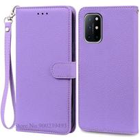 Oneplus 8T dėklas Odinis atverčiamas piniginės dėklas Oneplus 8T dėklui Stovas Knyga Fundas One plus 8T dėklui Coque Korpusas For Oneplus 8T purple