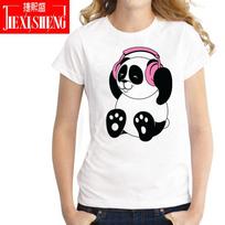 Summer Funny DJ Panda Print Women T-Shirt Cool Harajuku T-Shirt Casual Short Sleeve tshirts S balta