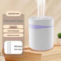 Multi-Function USB Humidifier & Aroma Diffuser with Air Purifier and Atmosphere Light for Home, Office, and Dorms. White Button Version gray