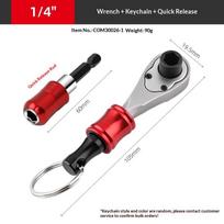 1/4 Inch Mini Ratchet Screwdriver Keychain Compact Hex Bit Handle Tool For Tight Spaces Auto Repair Bike Maintenance Diy Project gray