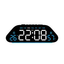 LED Digital Alarm Clock Temperature Week Date Display Timer Brightness Adjustment Electronic Table Clock with Ambient Light blue