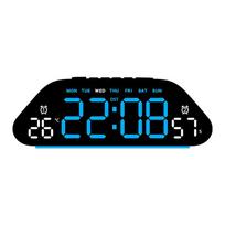 LED Digital Alarm Clock Temperature Week Date Display Timer Brightness Adjustment Electronic Table Clock with Ambient Light blue