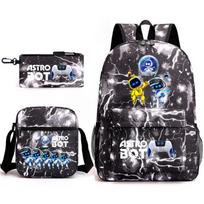 Astro Bot Vaikų mokyklinė kuprinė, Kosminis robotas Pradinės mokyklos mokinys Žvaigždėtas dangus Kuprinė Laisvalaikio krepšys 17 inch backpack gray