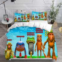 Fashion Italian Brainrot Tung Tung Tung Sahur Bedding Set Single Twin Full Queen King Size Bed Set Kids Bedroom Duvetcover Set EU Single 135*200cm/53x79in 3pcs blue