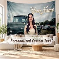 Custom Name Wall Hanging Tapestry,Lana Del Rey Decorative Backdrop Tapestry For Dorm Home 100cmx150cm gray