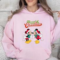Disney Parent-child Christmas Mickey Mouse Printed Multi-color Hooded Sweatshirt, A Fashionable American Brand Casual Top 2XL gray