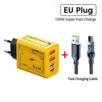 120 W 4 prievadų telefono įkroviklio adapteris 2 USB + 2 tipo C PD greito įkrovimo mobiliojo telefono USB įkroviklio adapteris, skirtas iPhone Huawei Samsung EU Plug