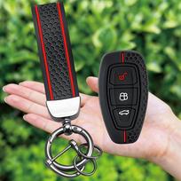 Keychain Car Key Pack for Ford ST Line Fiesta Focus Mondeo Ecosport Kuga Puma Edge Escape Metallic Silicone Car Key Fob Case With Keychain A black