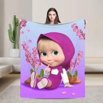 Blankets  Soft Warm Street M-Mashas and B-Bears Trend Plush Throw Blanket For Couch Chair Sofa Bed Picnic Flannel Bedspread Bed 40x50in purple
