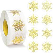 500pcs Transparent Snowflakes Sealing Labels Gold Foil Christmas Label Stickers  Present Decor beige