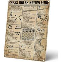 Homely Accents Chess Rules Knowledge Poster - Science Guide Vintage Metal Tin Sign for Game Room, Club & Garage Decor, Wall Art for Chess Lovers & 30X40CM beige