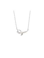 925 Sterling Silver White Chalcedony Tulip Necklace for Women , Light Fashion Pendant , 41 - 50cm Adjustable Chain 925 silver tulpės spalva