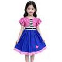 Gebby Girls Dollhouse Dress with Headband Kids Flying Sleeve Casual Princess Dress for Birthday Party 150cm pink