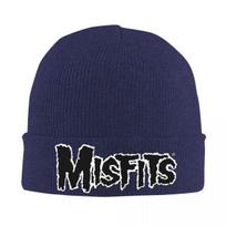 M-Misfits Bonnet Hats logo Beanie Hats Graphic Knitted Hat Winter Y2K Cool Men Women  Gym Elastic Cap blue