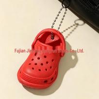 Creative Mini Clog Accessories: Cartoon Flower Shoe Pendants & Bag Keychain red