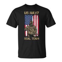 US Navy SEAL Team Soldier TShirt Military Graphic Tee for Veterans Fans Casual Cotton Short Sleeve Top 2XL gray