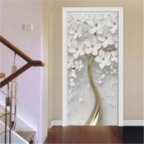 3D Auksiniai durų dekoravimo lipdukai Marmuras Paprastos abstrakčios linijos Gėlės Svetainės tapetai Namų dekoras Miegamojo meno lipdukai 50x125cm(1pcs) white